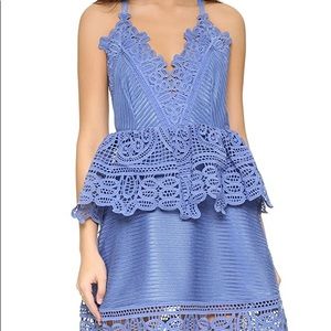 Self-Portrait Lace Trim Peplum Dress